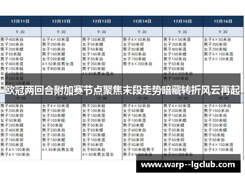 欧冠两回合附加赛节点聚焦末段走势暗藏转折风云再起